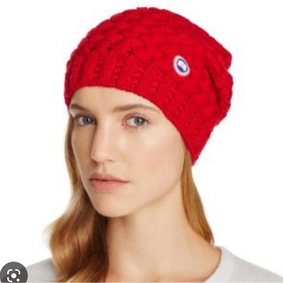 Canada Goose Accessories - Canada Goose Red Cable Knit Beanie